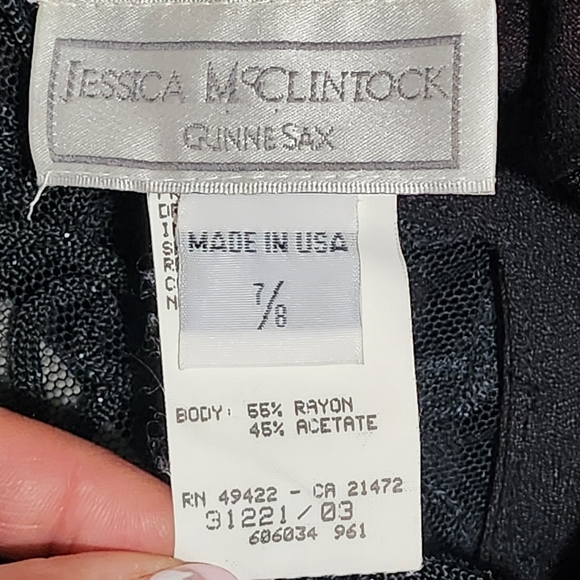 JESSICA McCLINTOCK Gunne Sax Dress Womens 7/8 Black Maxi Gown Lace Witchy Gothic - Picture 13 of 16